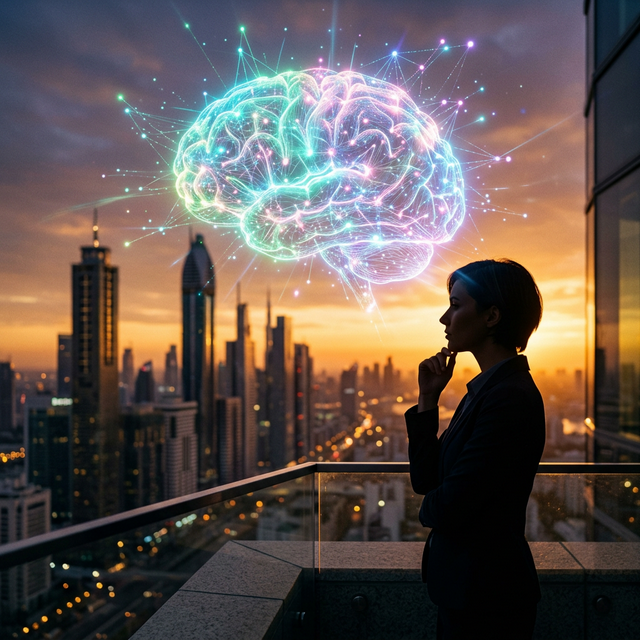 Silhueta com rede neural — pessoas que criam e inovam